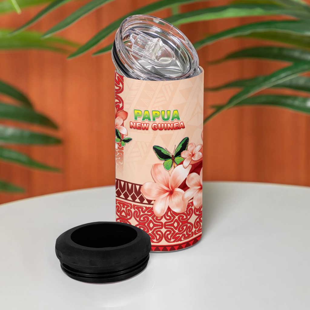 Papua New Guinea Oro Province 4 in 1 Can Cooler Tumbler Oro Birdwing Butterfly LT05 - Polynesian Pride