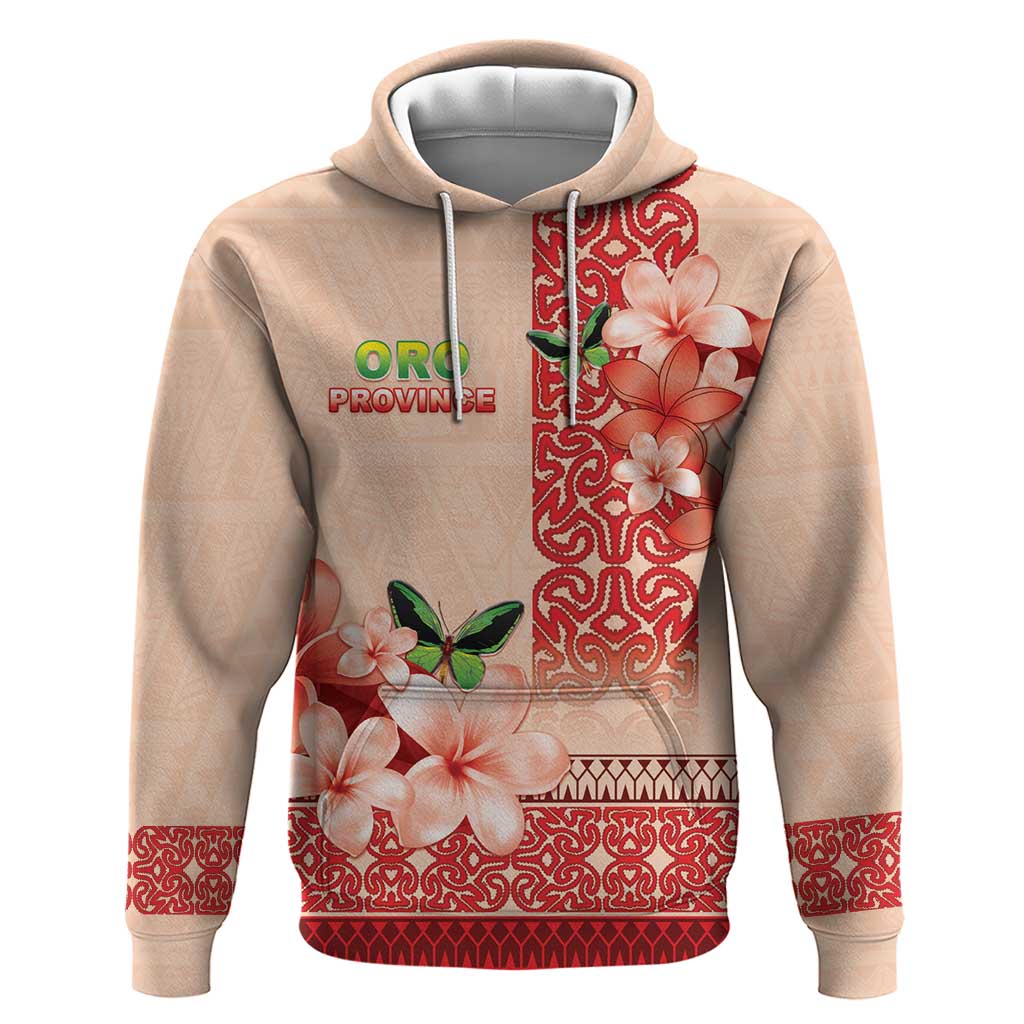 Papua New Guinea Oro Province Hoodie Oro Birdwing Butterfly LT05 Pullover Hoodie Beige - Polynesian Pride
