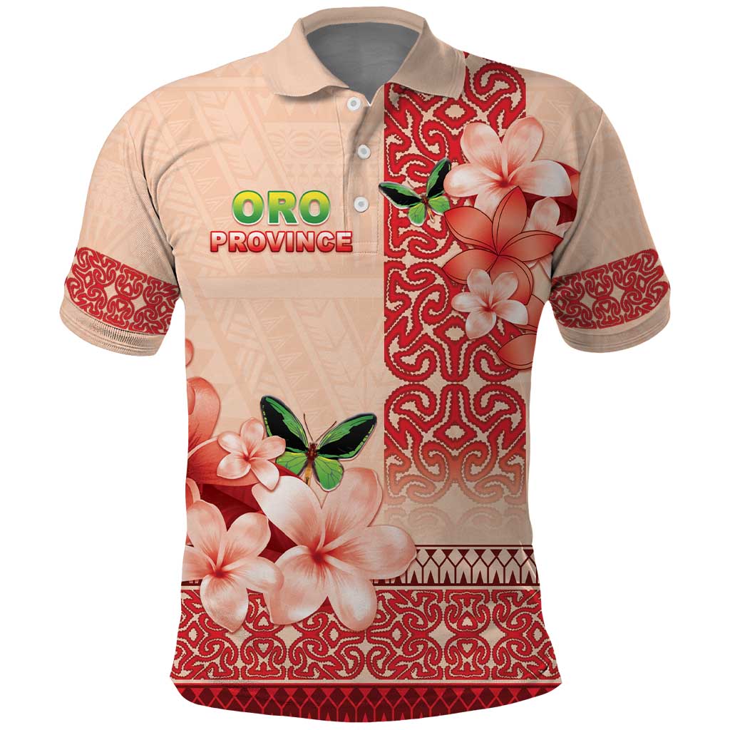 Papua New Guinea Oro Province Polo Shirt Oro Birdwing Butterfly LT05 Beige - Polynesian Pride