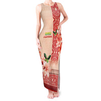 Papua New Guinea Oro Province Tank Maxi Dress Oro Birdwing Butterfly LT05 Women Beige - Polynesian Pride