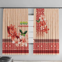 Papua New Guinea Oro Province Window Curtain Oro Birdwing Butterfly LT05 With Hooks Beige - Polynesian Pride