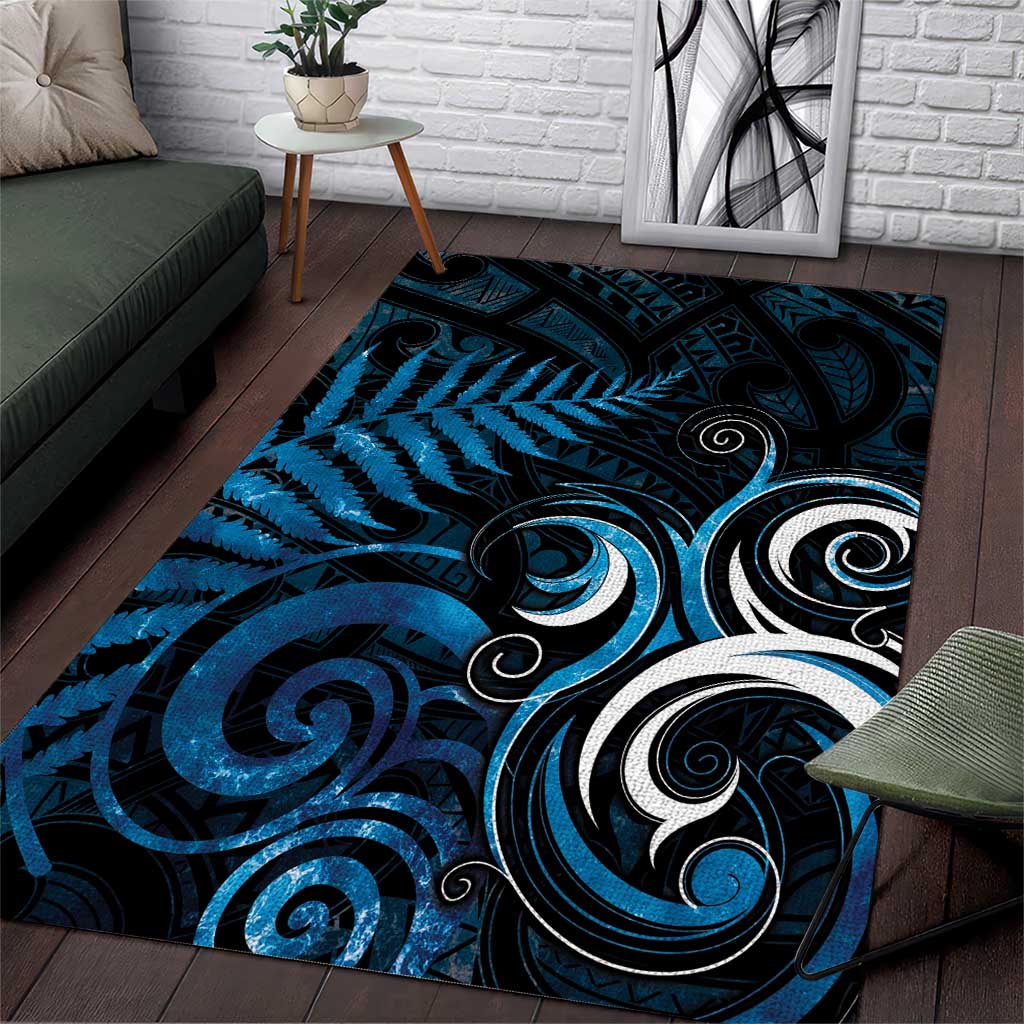 New Zealand Sea Week Area Rug Maori Wave Pattern Ocean Blue LT05 Blue - Polynesian Pride