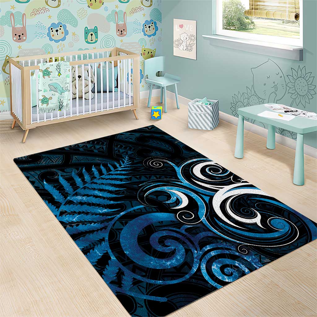 New Zealand Sea Week Area Rug Maori Wave Pattern Ocean Blue LT05 - Polynesian Pride