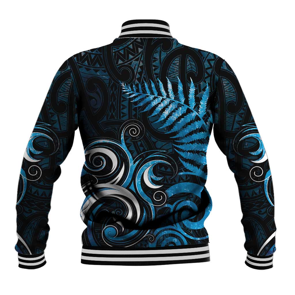 New Zealand Sea Week Baseball Jacket Maori Wave Pattern Ocean Blue LT05 - Polynesian Pride