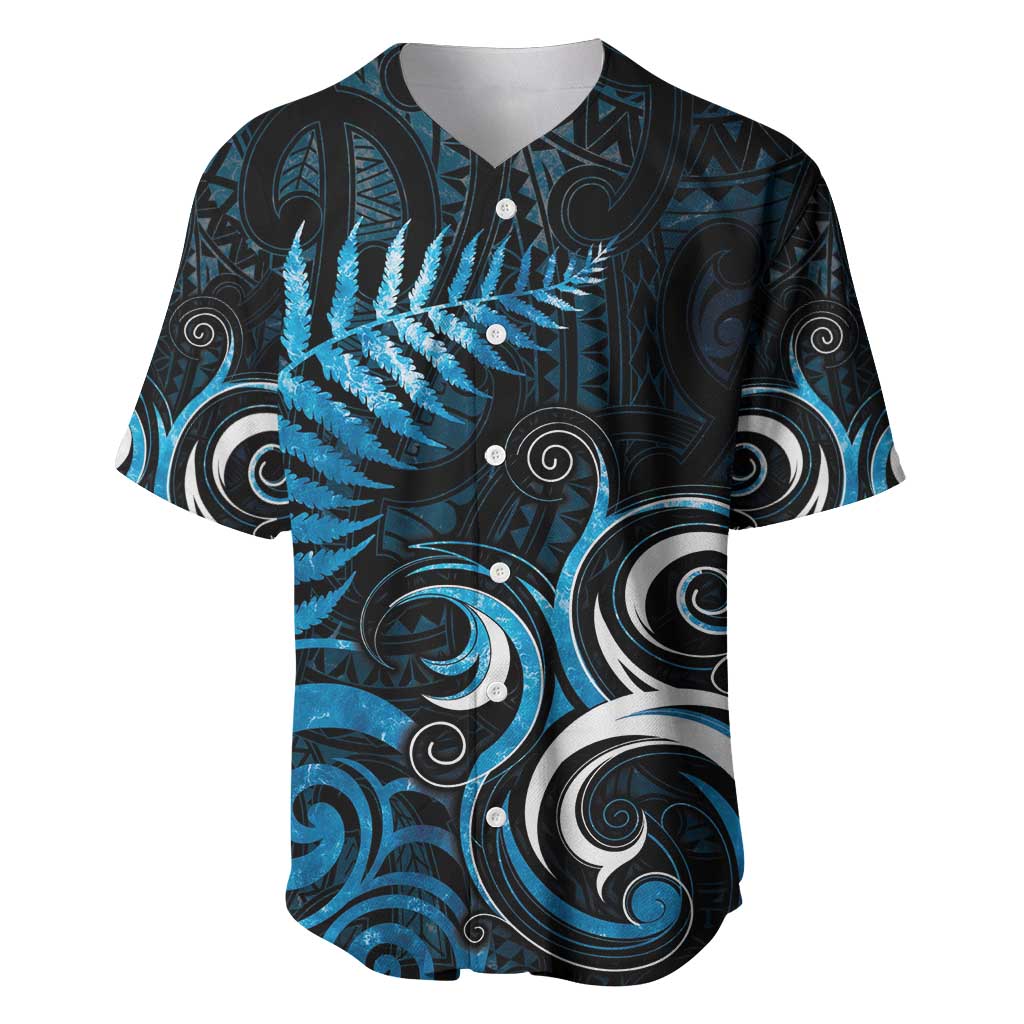 New Zealand Sea Week Baseball Jersey Maori Wave Pattern Ocean Blue LT05 Blue - Polynesian Pride