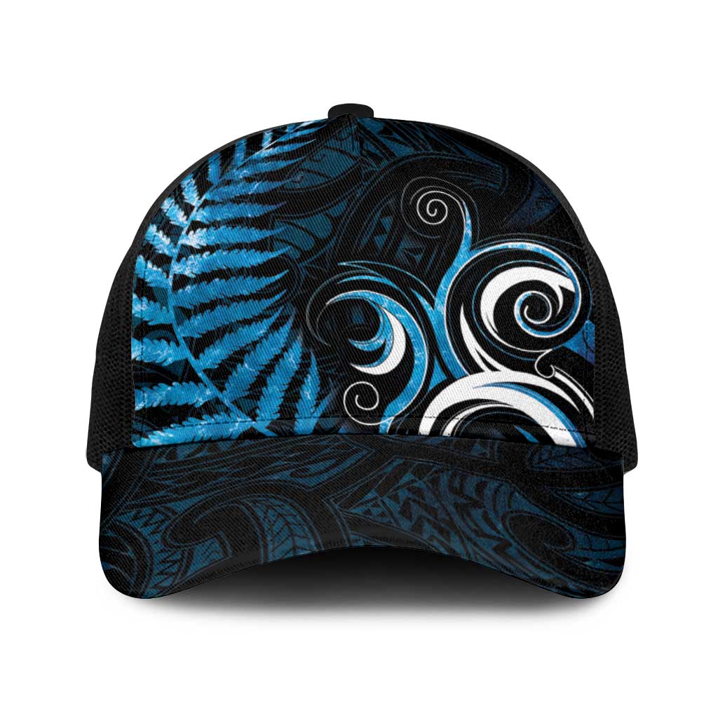 New Zealand Sea Week Baseball Net Cap Maori Wave Pattern Ocean Blue LT05 One Size Black Blue - Polynesian Pride