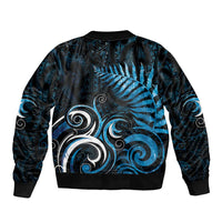 New Zealand Sea Week Bomber Jacket Maori Wave Pattern Ocean Blue LT05 - Polynesian Pride