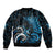 New Zealand Sea Week Bomber Jacket Maori Wave Pattern Ocean Blue