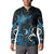 New Zealand Sea Week Button Sweatshirt Maori Wave Pattern Ocean Blue