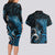 New Zealand Sea Week Couples Matching Long Sleeve Bodycon Dress and Hawaiian Shirt Maori Wave Pattern Ocean Blue