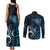 New Zealand Sea Week Couples Matching Tank Maxi Dress and Long Sleeve Button Shirt Maori Wave Pattern Ocean Blue