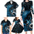 New Zealand Sea Week Family Matching Long Sleeve Bodycon Dress and Hawaiian Shirt Maori Wave Pattern Ocean Blue