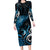 New Zealand Sea Week Family Matching Long Sleeve Bodycon Dress and Hawaiian Shirt Maori Wave Pattern Ocean Blue