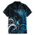 New Zealand Sea Week Family Matching Off The Shoulder Long Sleeve Dress and Hawaiian Shirt Maori Wave Pattern Ocean Blue