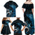 New Zealand Sea Week Family Matching Off Shoulder Maxi Dress and Hawaiian Shirt Maori Wave Pattern Ocean Blue