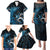 New Zealand Sea Week Family Matching Puletasi and Hawaiian Shirt Maori Wave Pattern Ocean Blue