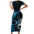 New Zealand Sea Week Family Matching Short Sleeve Bodycon Dress and Hawaiian Shirt Maori Wave Pattern Ocean Blue