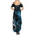 New Zealand Sea Week Family Matching Summer Maxi Dress and Hawaiian Shirt Maori Wave Pattern Ocean Blue