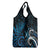 New Zealand Sea Week Grocery Bag Maori Wave Pattern Ocean Blue