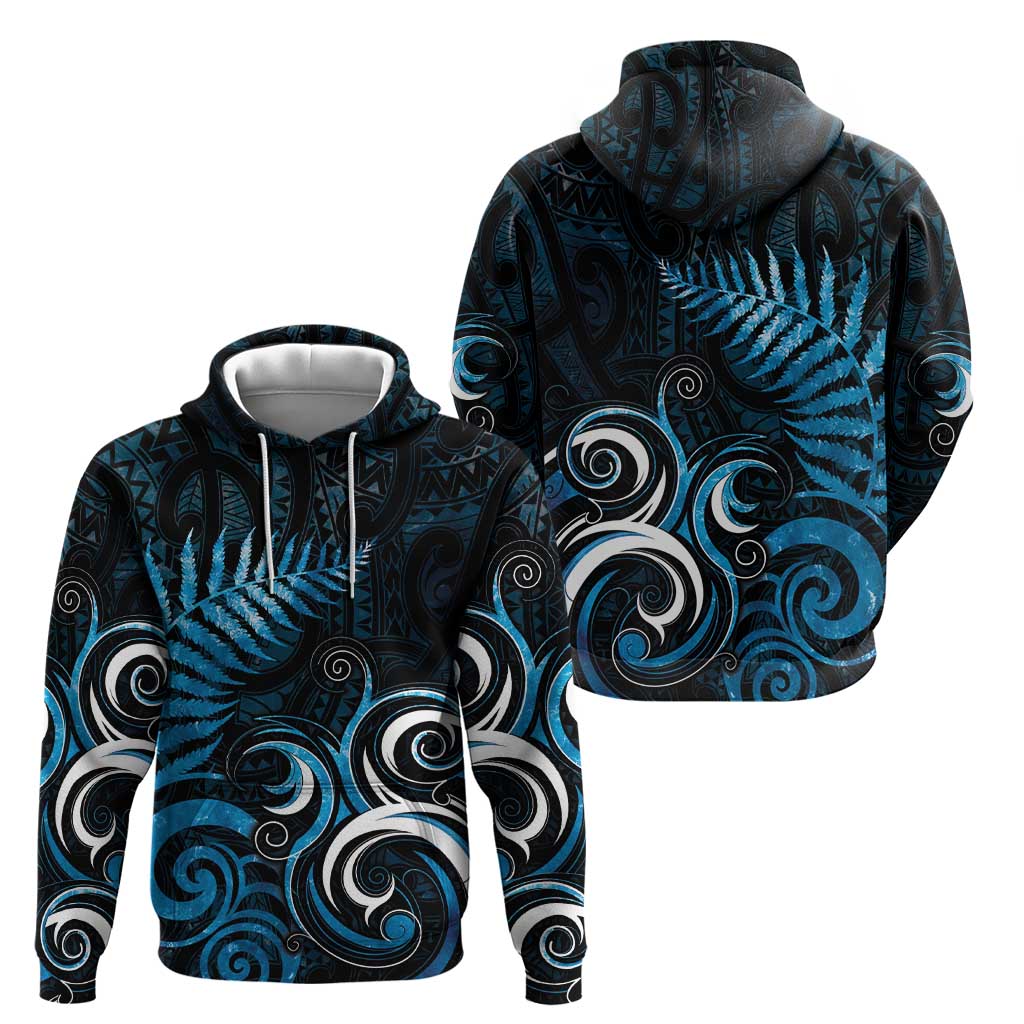 New Zealand Sea Week Hoodie Maori Wave Pattern Ocean Blue LT05 - Polynesian Pride
