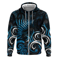 New Zealand Sea Week Hoodie Maori Wave Pattern Ocean Blue LT05 Zip Hoodie Blue - Polynesian Pride
