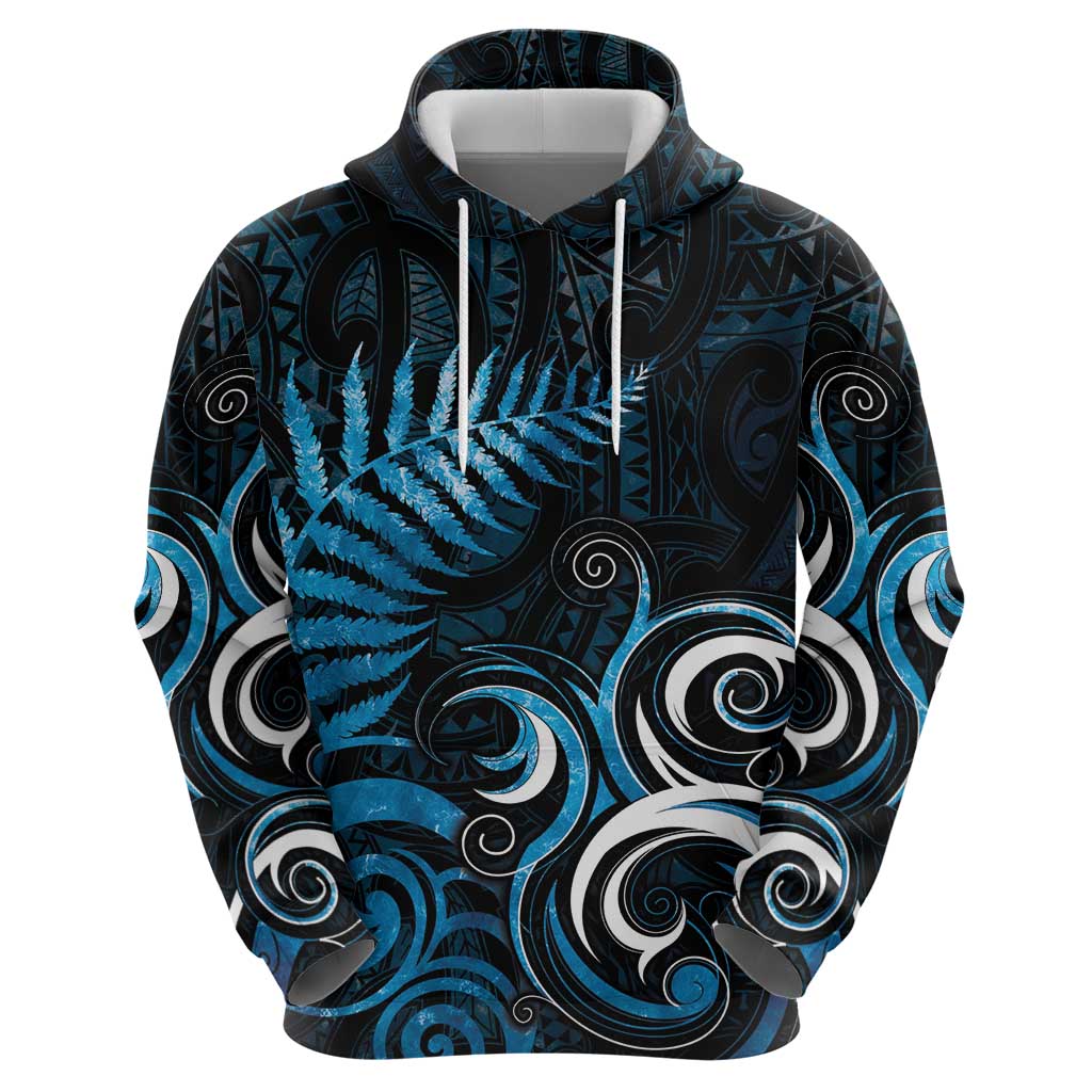 New Zealand Sea Week Hoodie Maori Wave Pattern Ocean Blue LT05 - Polynesian Pride