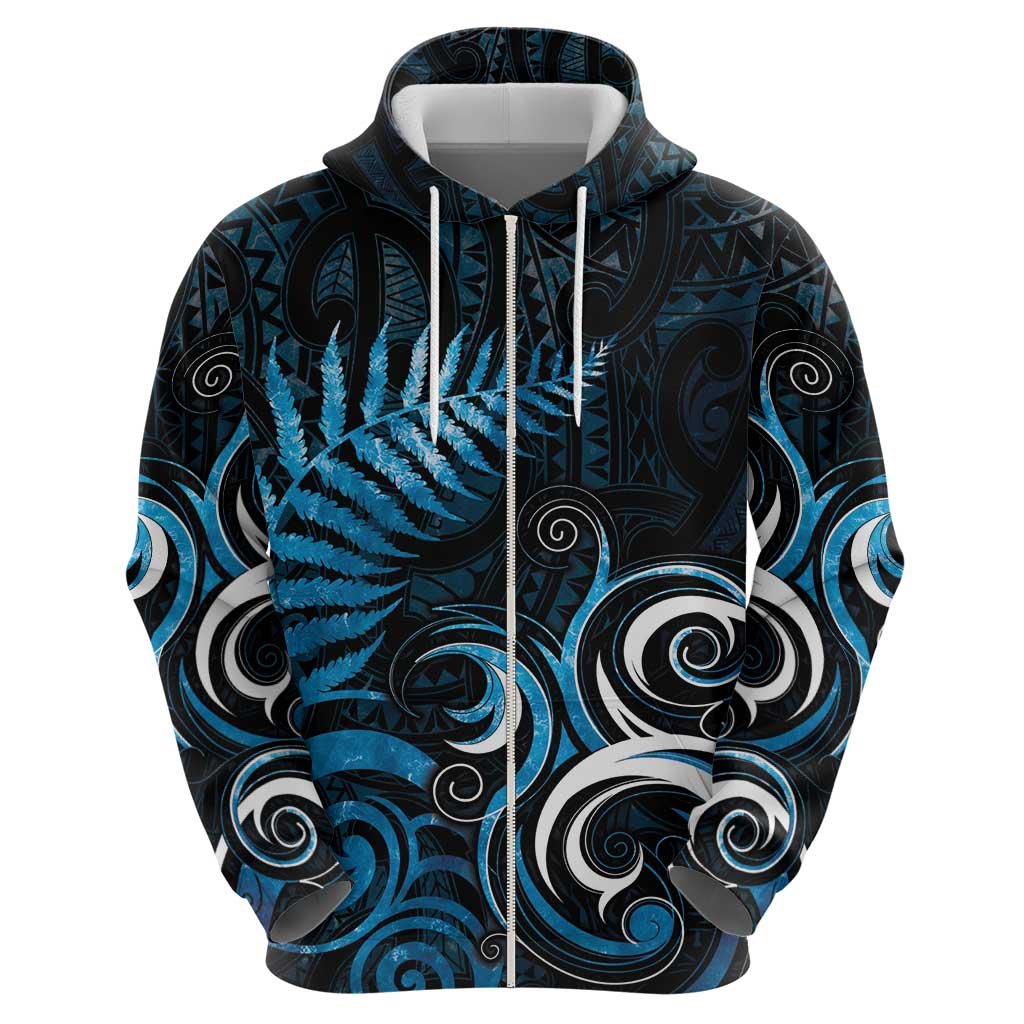 New Zealand Sea Week Hoodie Maori Wave Pattern Ocean Blue LT05 - Polynesian Pride