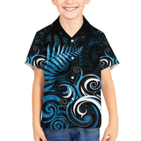 New Zealand Sea Week Kid Hawaiian Shirt Maori Wave Pattern Ocean Blue LT05 Kid Blue - Polynesian Pride