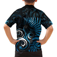 New Zealand Sea Week Kid Hawaiian Shirt Maori Wave Pattern Ocean Blue LT05 - Polynesian Pride