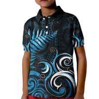 New Zealand Sea Week Kid Polo Shirt Maori Wave Pattern Ocean Blue LT05 Kid Blue - Polynesian Pride