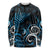 New Zealand Sea Week Long Sleeve Shirt Maori Wave Pattern Ocean Blue