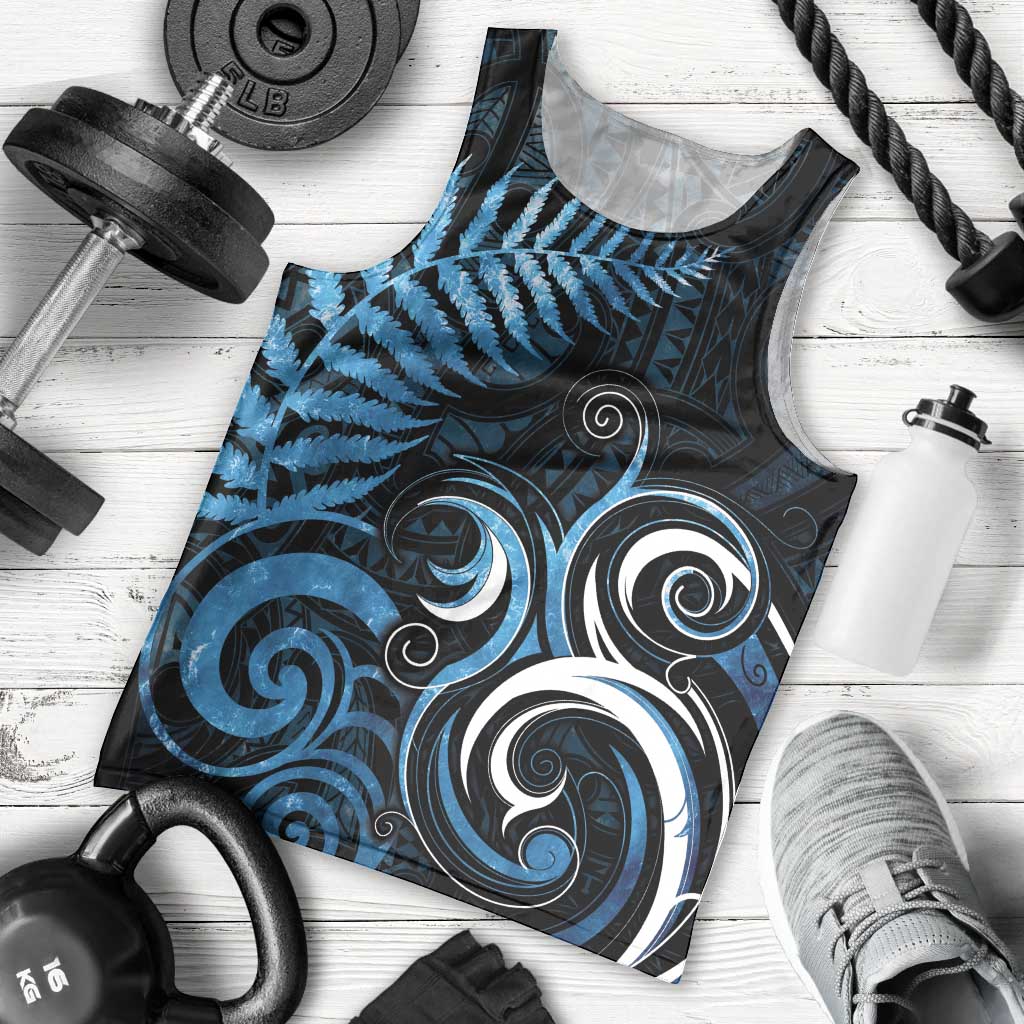 New Zealand Sea Week Men Tank Top Maori Wave Pattern Ocean Blue LT05 - Polynesian Pride