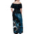 New Zealand Sea Week Off Shoulder Maxi Dress Maori Wave Pattern Ocean Blue