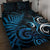 New Zealand Sea Week Quilt Bed Set Maori Wave Pattern Ocean Blue