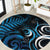 New Zealand Sea Week Round Carpet Maori Wave Pattern Ocean Blue