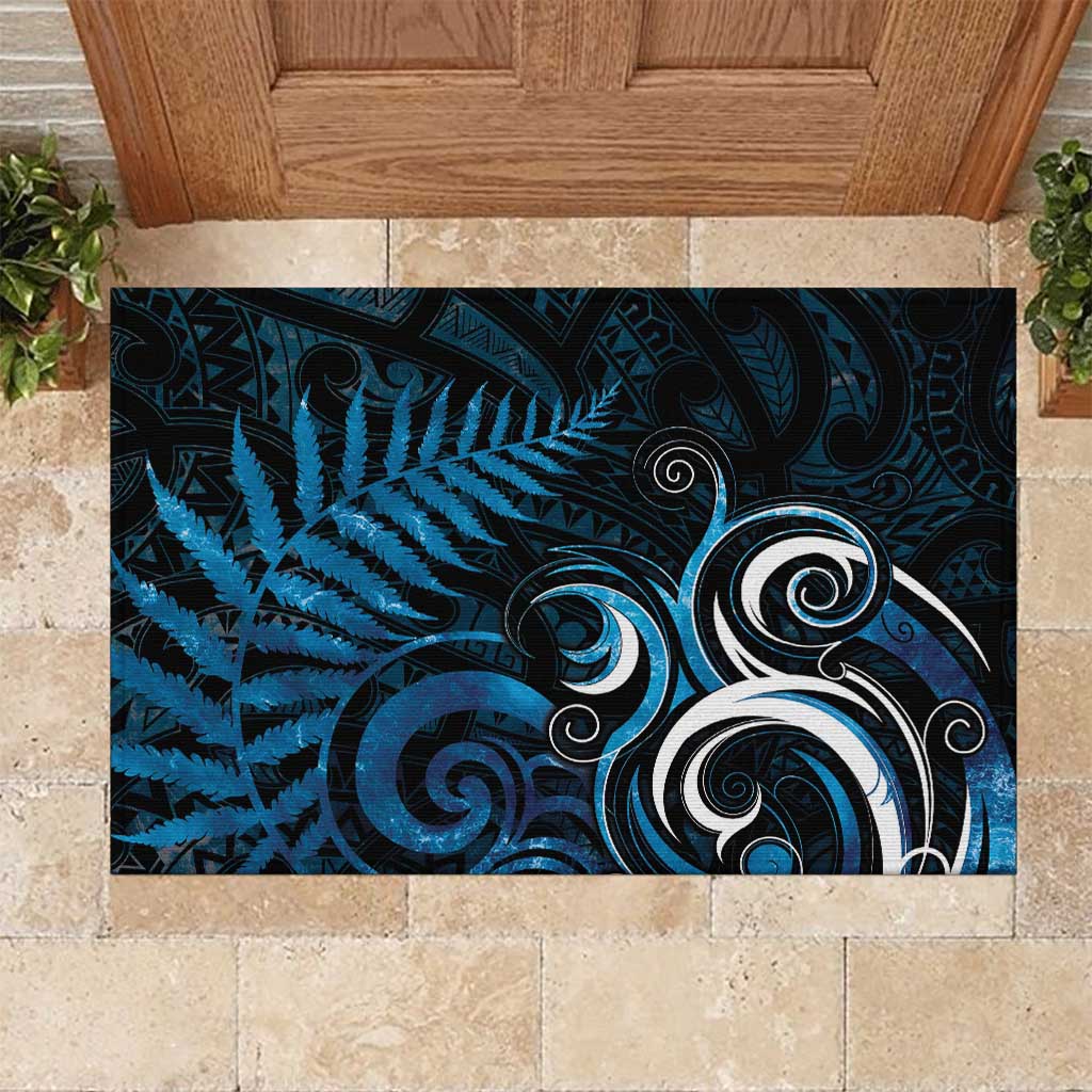 New Zealand Sea Week Rubber Doormat Maori Wave Pattern Ocean Blue LT05 Blue - Polynesian Pride