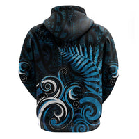 New Zealand Sea Week Zip Hoodie Maori Wave Pattern Ocean Blue LT05 - Polynesian Pride