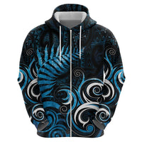 New Zealand Sea Week Zip Hoodie Maori Wave Pattern Ocean Blue LT05 - Polynesian Pride