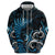 New Zealand Sea Week Zip Hoodie Maori Wave Pattern Ocean Blue