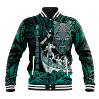 Personalised New Zealand Waka Racing Baseball Jacket Maori Warriors LT05 Unisex Green - Polynesian Pride