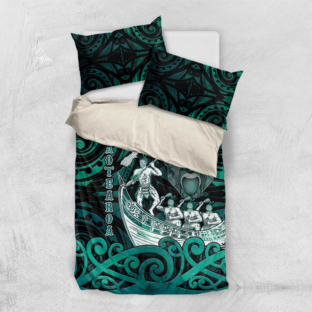 New Zealand Waka Racing Bedding Set Maori Warriors LT05 US Twin 172cm x 218cm Green - Polynesian Pride