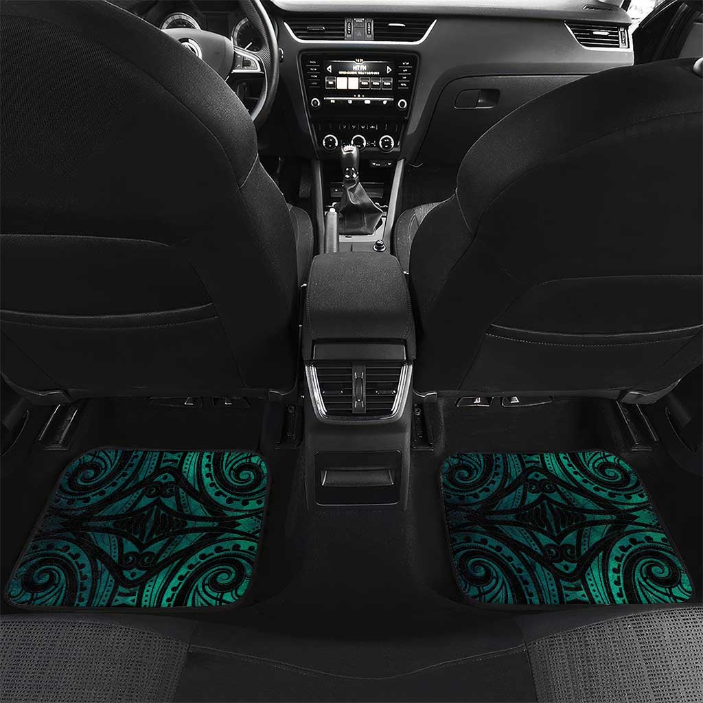 New Zealand Waka Racing Car Mats Maori Warriors LT05 Set 2pcs - Back Green - Polynesian Pride
