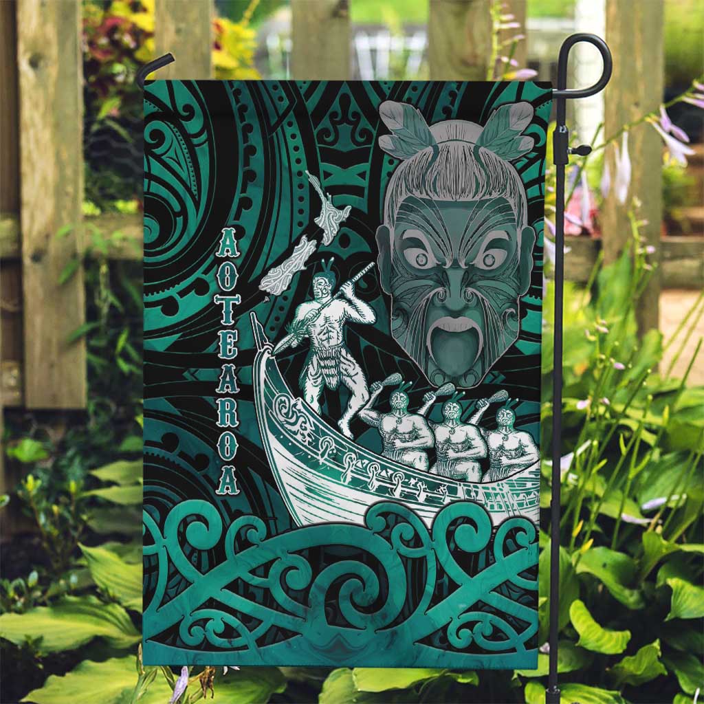 New Zealand Waka Racing Garden Flag Maori Warriors LT05 Garden Flag Green - Polynesian Pride