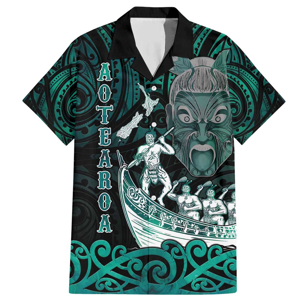 Personalised New Zealand Waka Racing Hawaiian Shirt Maori Warriors LT05 Green - Polynesian Pride
