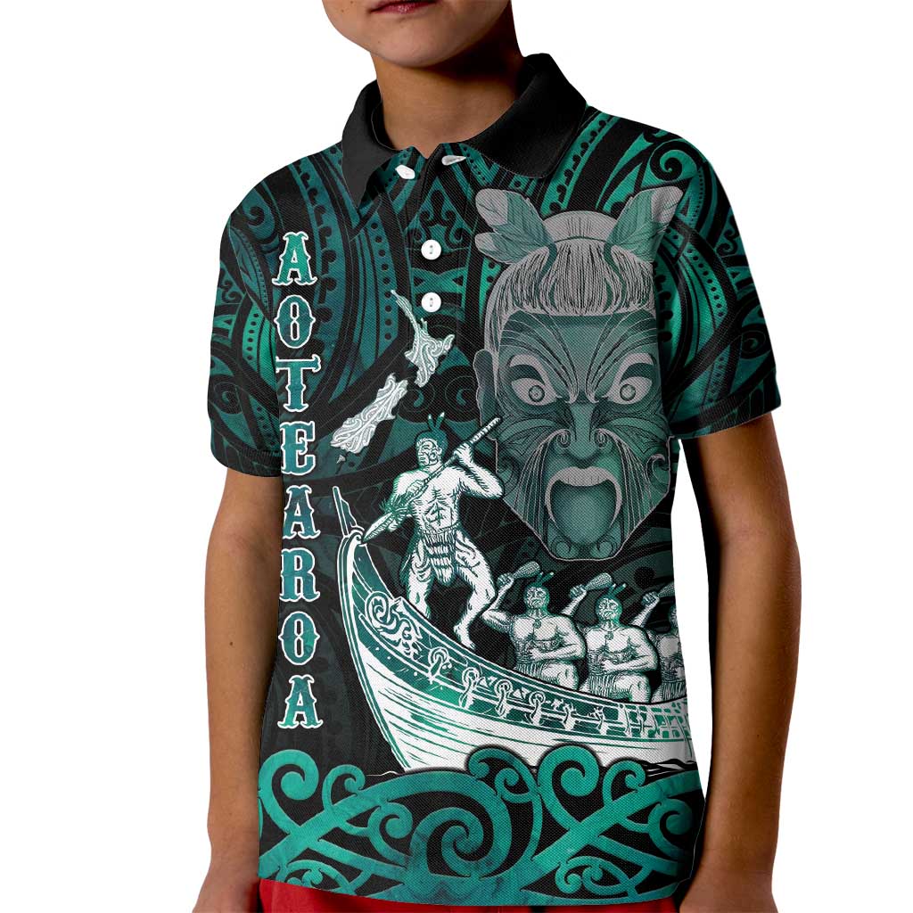 Personalised New Zealand Waka Racing Kid Polo Shirt Maori Warriors LT05 Kid Green - Polynesian Pride