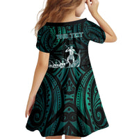 Personalised New Zealand Waka Racing Kid Short Sleeve Dress Maori Warriors LT05 - Polynesian Pride