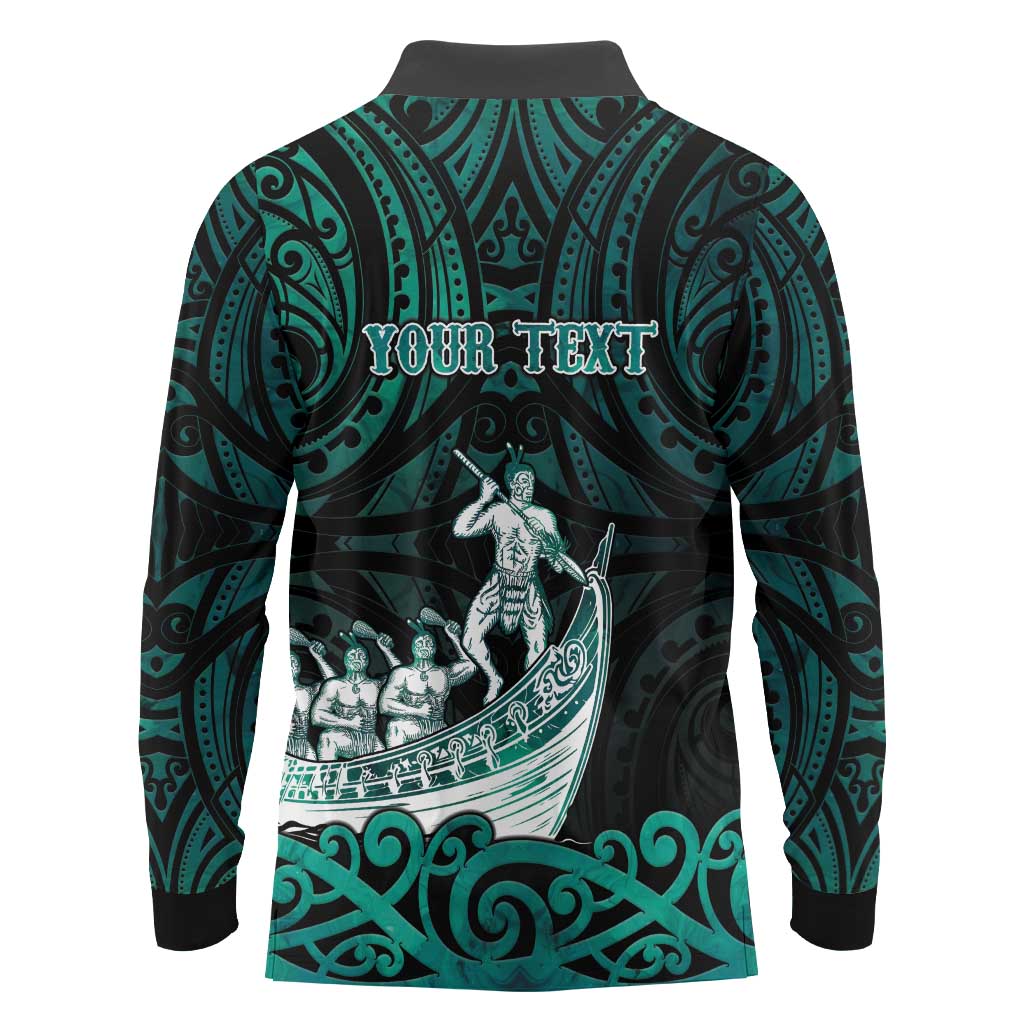 Personalised New Zealand Waka Racing Long Sleeve Polo Shirt Maori Warriors LT05 - Polynesian Pride