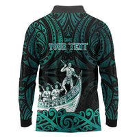 Personalised New Zealand Waka Racing Long Sleeve Polo Shirt Maori Warriors LT05 - Polynesian Pride