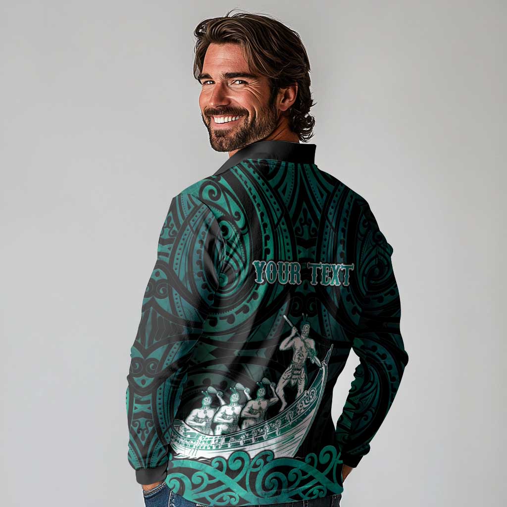 Personalised New Zealand Waka Racing Long Sleeve Polo Shirt Maori Warriors LT05 - Polynesian Pride