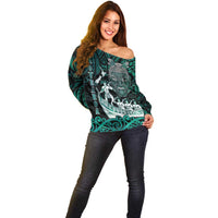 Personalised New Zealand Waka Racing Off Shoulder Sweater Maori Warriors LT05 - Polynesian Pride